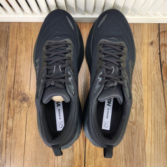 Hoka One One Bondi 8 Mens Sz 11.5 D Triple Black Running Sneakers Shoes 1123202 - Picture 6 of 11
